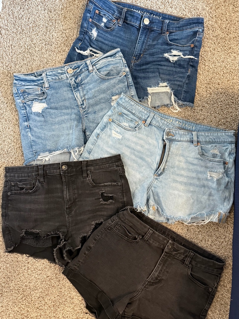 Distressed Denim & Black Jean Shorts Bundle